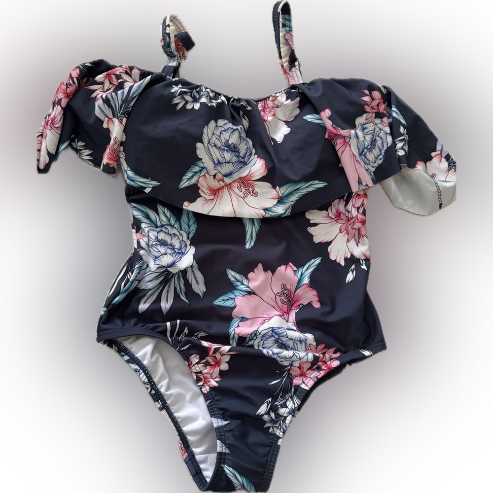 VENUS Navy Floral Off-Shoulder One-Piece Swimsuit